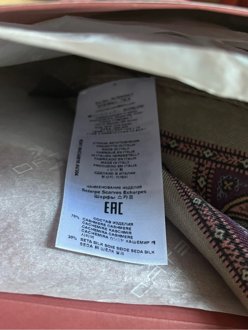 ETRO Paisley Silk/Cashmere Pink & Cream Scarf